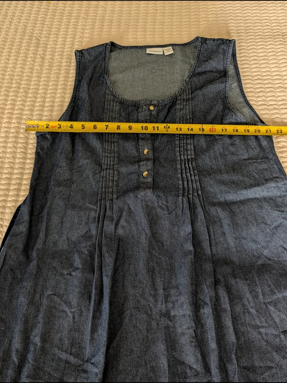 Sleeveless Indigo Denim Maxi Dress with Button Bodice